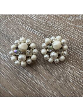 Beaded vintage clip on earrings
